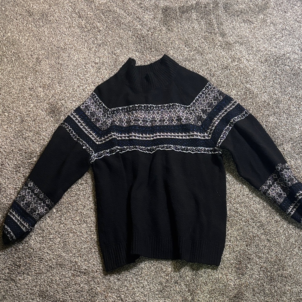 Democracy Black and Gray Patterned Sweater